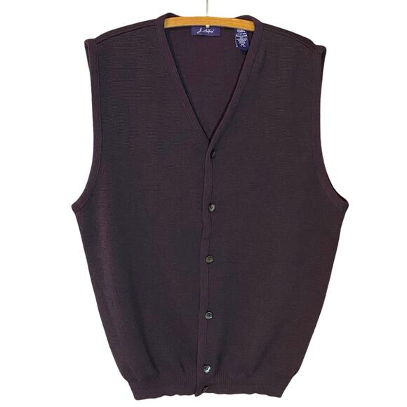 J. Ashford 100% Merino Wool Sweater Vest XXL Bulgaria grandpa Woolmark plum red - Picture 2 of 8